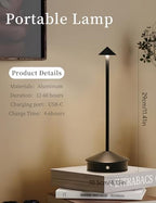 LED Rechargeable Cordless Table Lamps Black - Image 4