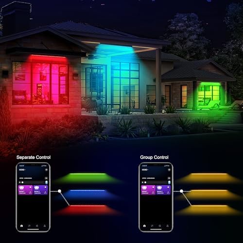 Smart Outdoor RGBCW LED Light Bar 20″, Color Changing Wall Washer with App & Remote Control, 2700K–6500K Tunable White Floodlight, IP65 RGB Stage/Porch Lights for House, Music Sync, - Image 3