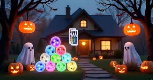 Christmas Led Lights with Remote Battery Operated Color Changing Led Tea Light with Mini Hanging, for Christmas Tree vase Decor(10 Lights+2 remotes) by Mata+Leon