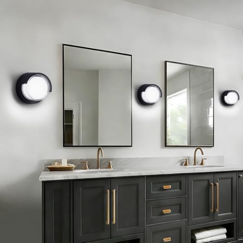 Modern Round Black LED Outdoor Wall Light 12W 120V 6000K Whitelight Waterproof - Image 5