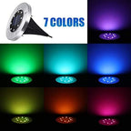 OurLeeme Solar Outdoor Lights Solar Powered Disk Lights 4 Pcs Solar Lights Outdoor Waterproof Solar Ground Lights 8 LED Solar Garden Lights Color Changing Landscape Lighting Pathway Lights - Image 3