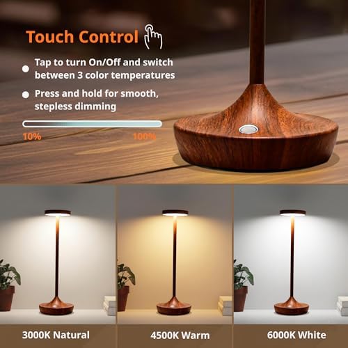 2 Pack Cordless Table Lamps, Rechargeable 6000mAh, 72H Runtime, Waterproof - Image 3