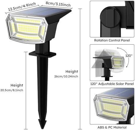 TECKNET Solar Spot Lights Outdoor Waterproof, 59 LEDs, Cool White, 4 Pack - Image 6