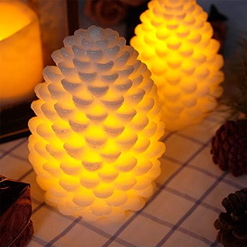 Wondise Pine Cone Flickering Flameless Candles with Remote and Timer - Image 3