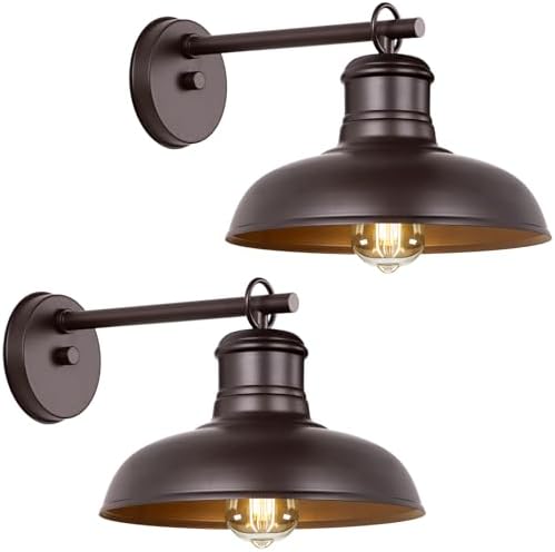 Bosceos 2-Pack Brown Wall Sconces, Farmhouse Exterior Barn Light Fixtures by BestChoiceforYourLife
