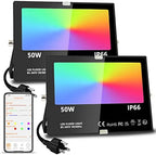 LED Flood Light Outdoor, 500W Equivalent 5000LM Smart RGB Landscape Lights by MELPO