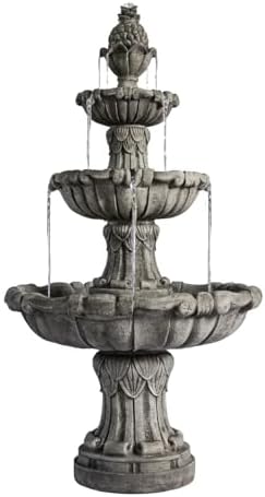 XBrand Large Outdoor Electric Bird Bath Fountain 58.3", 3-Tier Garden Water Fountain with Pump, Classic Leaf Design, Resin Floor Fountain for Yard, Lawn, Patio & Porch by XBrandHomeGarden