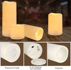 Enpornk Flameless Battery Operated Outdoor Waterproof Set of 12(D: 3" x H: 3" 4" 5" 6") Pillar LED Candles with 10-Key Remote and Cycling 24 Hours Timer - Image 3