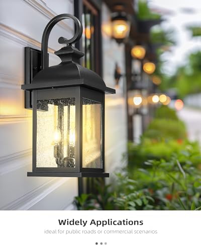 FEMILA 26" Outdoor Wall Light, Large Exterior Wall Light Fixtures, 3 Light Outdoor Wall Lantern Porch Lights for Entryway, Patio, Garage, Doorway, Matte Black Finish, E12 Base, 4FD54B-L BK - Image 4
