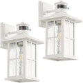 2 Pack Motion Sensor Porch Lights White Dusk to Dawn Outdoor Wall Lantern by FLEDAVID