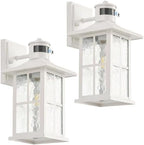2 Pack Motion Sensor Porch Lights White Dusk to Dawn Outdoor Wall Lantern by FLEDAVID