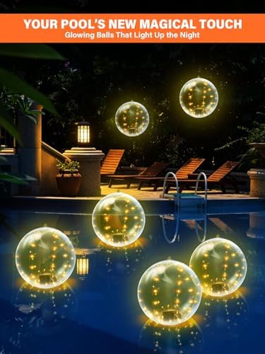 14 Inch Inflatable Solar Floating Pool Lights IP68 Waterproof Auto On Off Warm Yellow Pool Balls Solar Powered Pool Lights Portable Outdoor Enchanting Decor for Yard Party Garden Christmas (4 Pack) - Image 6