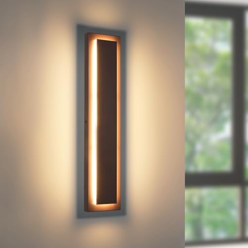 24 in Brown Long Outdoor LED Wall Lights,Outside Light Fixtures by ZSMAIKU