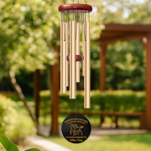 Personalized Horse Memorial Wind Chime Custom Name & Year, Sympathy Gift for Loss of Equestrian, Running Wild and Free Remembrance Windchime Outdoor Garden Decor Deep Tone - Image 6