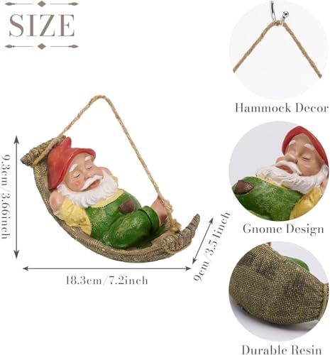 TERESA'S COLLECTIONS Green Garden Gnomes Statues for Garden Decor 8" - Image 4