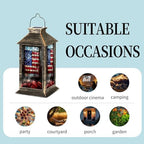 Solar Lantern Vintage Stained Glass American Flag Wrought Outdoor Waterproof Garden Hanging Lantern Solar Powered Lighting Outside Table Lamp for Patio Deck Camping 1 Pack - Image 5