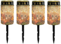 Poceacles Flameless Candle Solar Powered Grave Outdoor Lights Cemetery Candle Flameless Fake LED Pillar Lights Outdoor Waterproof Lawn Decoration, Cute Cat Autumn Forest Leaf, Set of 4 by Poceacles