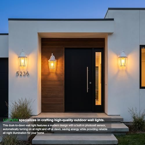LIT-PaTH Outdoor Wall Light Fixture, Rustproof Aluminum Glass, White - Image 7