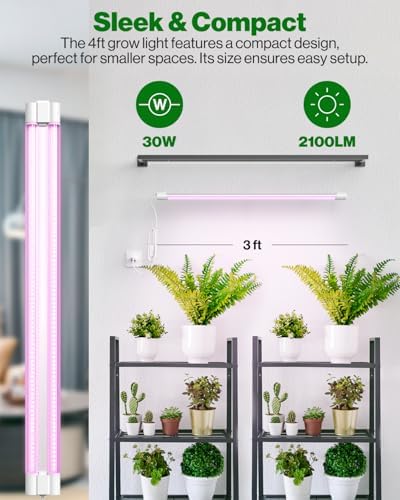 Sunco 2 Pack 3FT LED Grow Light, Full Spectrum, 30W - Image 2
