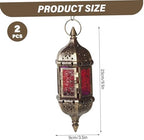 Moroccan Hanging Candle Lanterns, 2Pcs Metal Tea Light Holders, Moroccan Lantern for Living Room Balcony Patio Halloween Christmas Decorations - Image 6