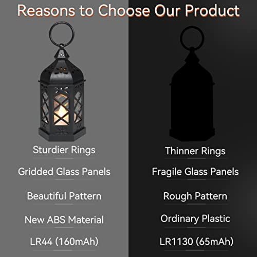 LLQ 12Pcs Mini Lantern with LED Candle, Small Black Lanterns Decorative for Halloween Decorations, Christmas Table Centerpiece, Flickering Candle Holders for Diwali Wedding Medieval Decor, Ornaments - Image 5