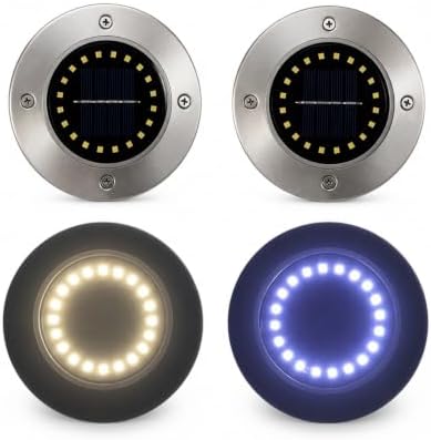 Ground Lights, 8/20LED Solar Disk Light Outdoor Garden Underground(8LED-Warm White) - Image 6