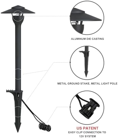 Low Voltage Pathway Lights LED Landscape Lights, 4.5W 12V AC/DC, 3000K Warm White, Cast-Aluminum, IP65 Waterproof, ETL Listed, for Yard, Walkway, Garden, 6 Pack - Image 6