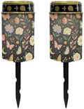 Poceacles Solar Pathway Lights Outdoor Grave Solar Lights Outside Waterproof Cemetery Flameless Candles Outdoor Grave Candle Markers Eternal Decor, Butterfly Floral Print Black, Pack of 2 by Poceacles