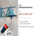 NACH Rustic Cast Iron Doorbell, Small Door Bells for Homes, Dinner Bell, Small Bell, Kitchen Door Bell, Turquoise Door Bell, 8.5x5x6.5 Inches, JS-90-091AT - Image 2