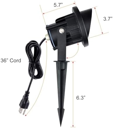 GBS9809 Flag Light, 9W LED Outdoor Spotlight 120V, 5000K Daylight, IP65 Waterproof Landscape Light with Metal Ground Stake & Deck Mount, Plug in Spotlight for Flagpole, Tree, Yard (Pack of 2) - Image 6