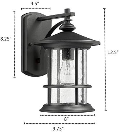 MICSIU 12.5" Modern Farmhouse Textured Black Outdoor Wall Light Fixture - Image 5