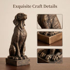 28.35" Vintage Bronze Hound Dog Statue, Resin Sitting Hunting Dog Sculpture, Rustic Farmhouse Decor Figurine for Living Room, Entryway, Shelf, Table & Western Home Decoration - Image 2