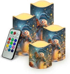 A Snowman Battery Operated Candles with Remote Christmas Decor LED Pillar Candles Color Cahnging Electric Candles LED Tea Lights Christmas Decorations for Home Living Room by Uorisanigo