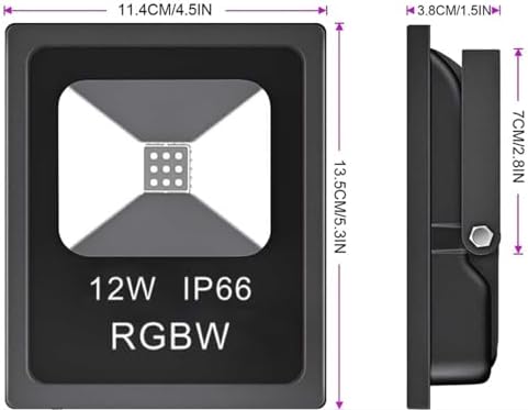 DMX Flood Lights,DMX512 led Pixel Flood Light, 12W-RGBW addressable DMX floodlight, DC12-24V Input IP65, for Outdoor Decorative/Garden/Stage Lighting/Christmas Party (1PCS-DMX-RGBWW(3000K)) - Image 2