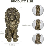 24" Outdoor Lion Statue Garden Sculpture Front Door Decor Antique Bronze - Image 3