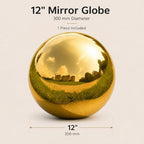 Gazing Ball Garden Mirror Outdoor - 12 Inch Outside Decorative Globe, Gold - Image 2