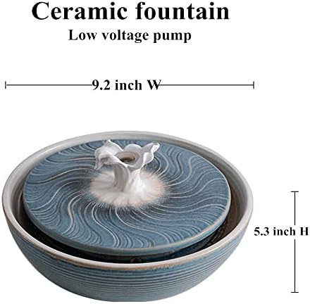 Ceramic Tabletop Water Fountain Feature for Indoor and Outdoor Home Decoration Table Desktop Office (Blue) - Image 2