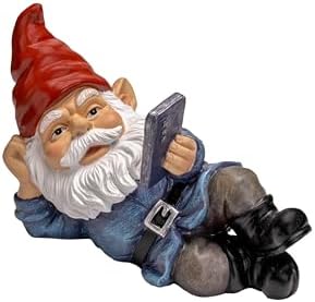 Relaxing Garden Gnome Figurine, Whimsical Outdoor & Indoor Decor Statue for Patio Lawn Yard Decor, 6.1'' Tall by GIOMLE