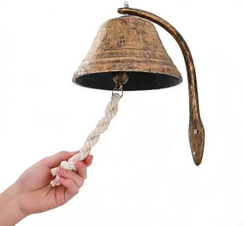 Cast Iron Hanging Dinner Bell with Outdoor Mount for Door Wall(L) by Homelavie