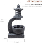 Alpine Corporation DIG370 31" Outdoor Zen Pagoda Water Fountain with LED Lights & Illuminated Stone Bowl – Tranquil Garden Water Feature for Relaxation and Ambiance, Gray - Image 3