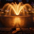 Pond Fountain Aerator with Lights, 1 HP with Dynamic RGB Lighting, Adjustable Modes, Digital Timer, for Large Ponds, Lakes & Outdoor Water Features, 15,000 GPH, 750W 110V, 100FT Cord by cakuuma