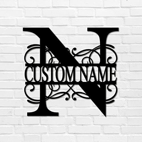 N Custom Name Initial Letter Monogram Metal Sign Distressed Iron Metal Wall Sculpture Decor Sign Modern Metal House Numbers Sign House Numbers Sign for Lodge Living Room Man Cave Home Decor 24 Inch by Unknown