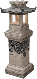 Solar Powered Pagoda Zen Garden Statue Japanese Garden Decor Water-Resistant Outdoor Lantern for Patio, Lawn, and Porch(120cm/47.2") by Unknown