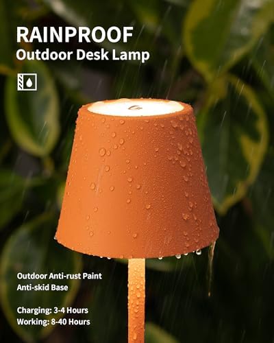 KDG 2 Pack Cordless Orange Table Lamps, Rechargeable Portable LED Desk Lamp - Image 3