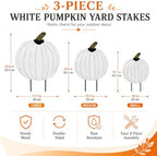 GlikCeil 3 Pcs Fall Decor Outdoor Rustic Pumpkin Stakes, Fall, White - Image 2