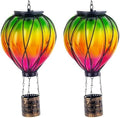 2PCS Colorful Solar Hot Air Balloon Lantern with Flickering Flame by YELENEW