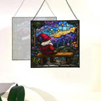 Gnome Stargazer Bench Stained Glass Suncatcher – Square Hanging Window Panel for Home or Greenhouse – Whimsical Glass Art Gift for Garden Lovers, Christmas, Halloween, Father Days RnUNeB - Image 4