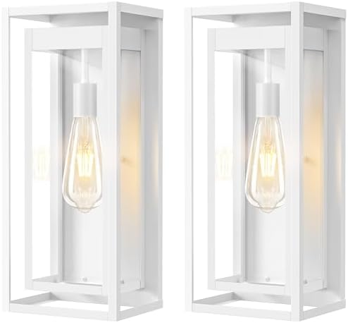 19" Large Outdoor Wall Light Fixtures, White Porch Light, 2 Pack by Slypadan