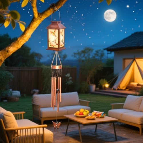 Hummingbird Lantern Wind Chimes, Solar Hummingbird Wind Chime, Gifts for Mom, Women, Grandma, Garden Courtyard Lawn Decor, Gift for Christmas and New Year, Mobiles Decorative Gifts - Image 3