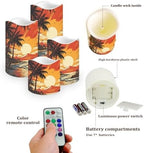 Flameless Light Candles for Home Room Decor Battery Operated Candles with Color Changing Timer Remote Flickering Fake Pillar Candles Tea Lights Table Decorations Seaside Sunset - Image 3